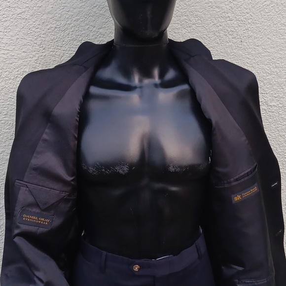 (TUX) DANIEL GRAY BLACK NOTCH LAPEL TUXEDO JACKET - Picture 8 of 17